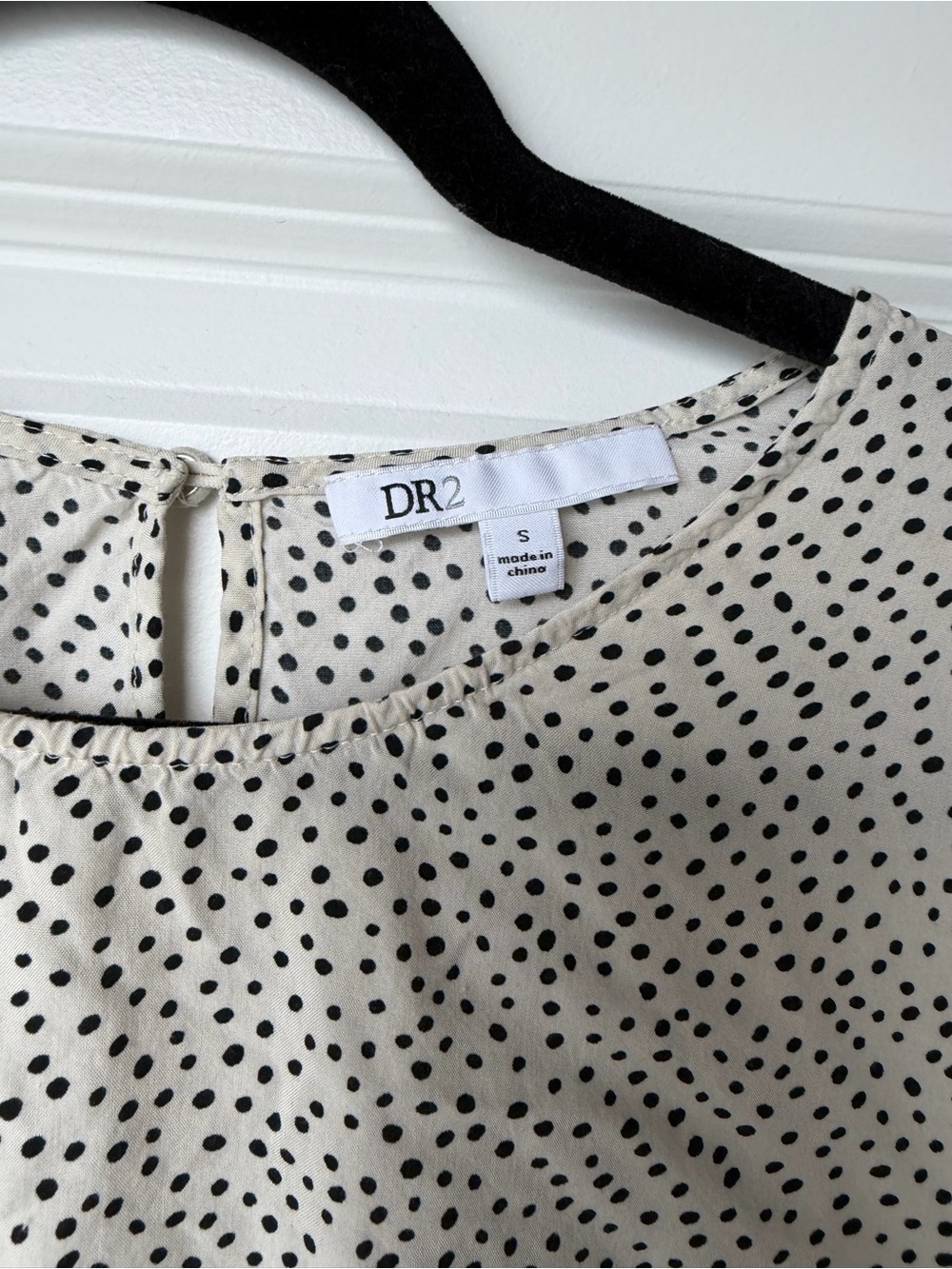 DR2 Cream Blouse with Black Dot Print - Picture 3 of 3